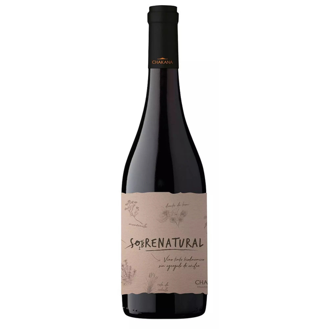 Vino Tinto Organico, Vegano y Biodinamico "Sobrenatural" , SIN SULFITOS Bodega Chakana