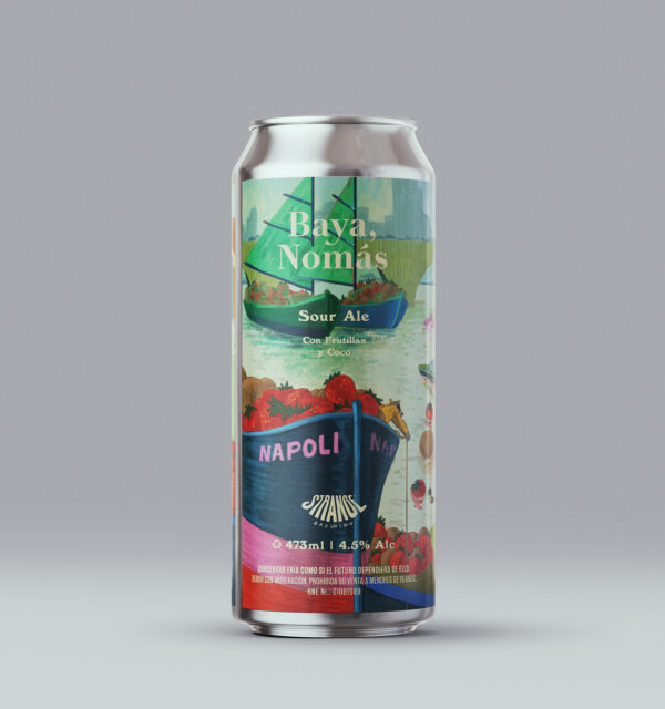Cerveza Artesanal "Strange Brewing" BAYA NOMAS Sour Ale con frutillas y coco X 475ML