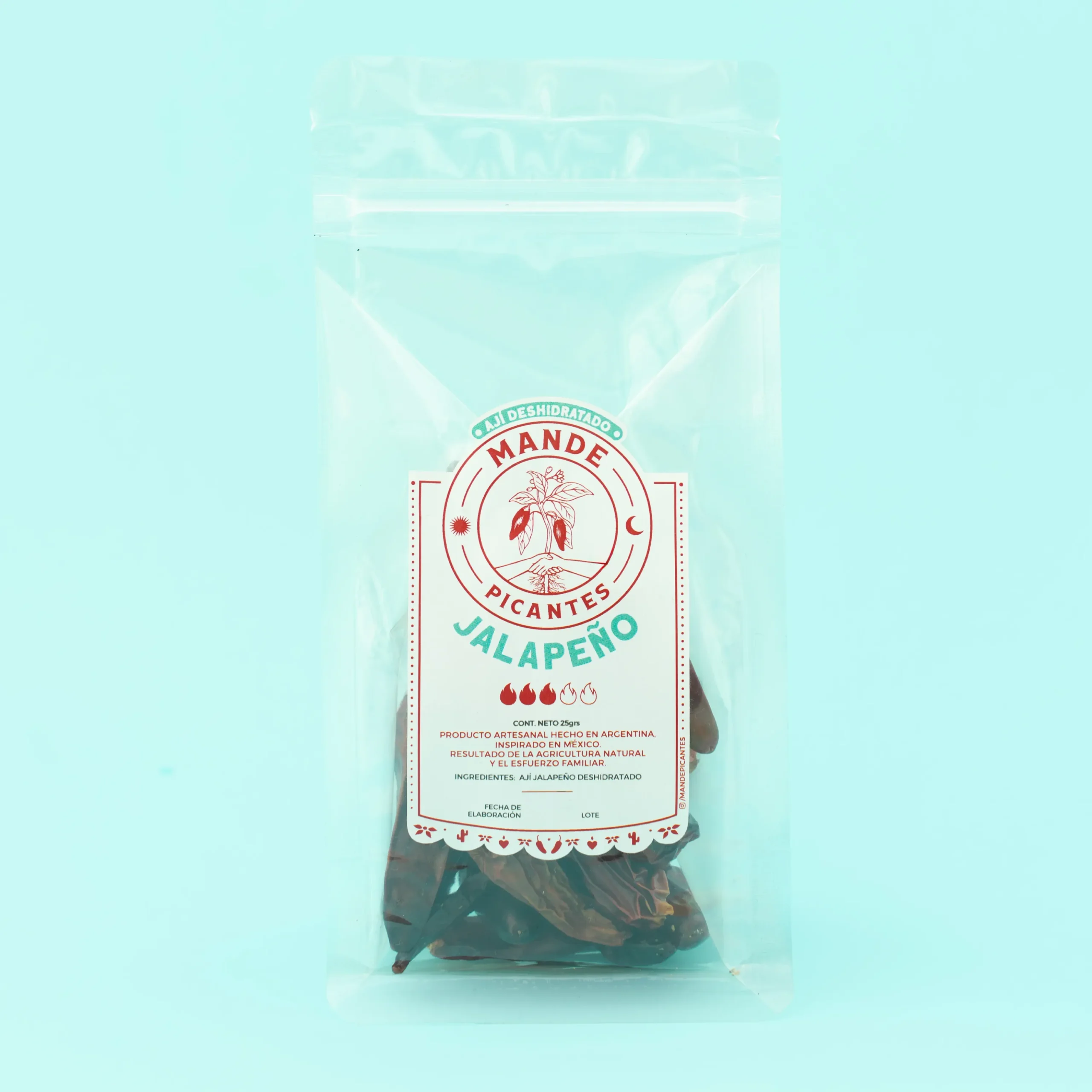 Chile Jalapeño Entero seco "Mande Picantes" x 25gr