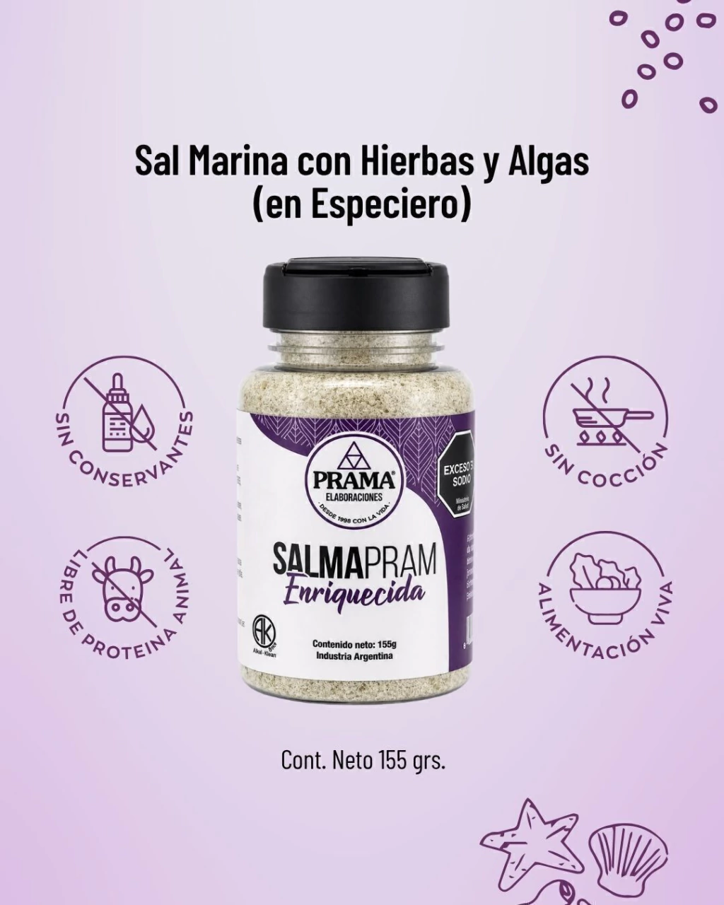 Sal Marina Enriquecida ESPECIERO (con Algas Y Hortalizas) "Prama" X 155gr